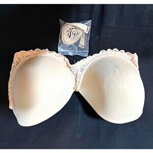 SO Underwire T-Shirt Bra 36DD Beige Lace Trim Adjustable Hook & Eye Back